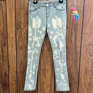 low rise ripped light washed denim size 11